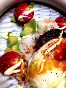 玉ブチアミメ皿 ロコモコ